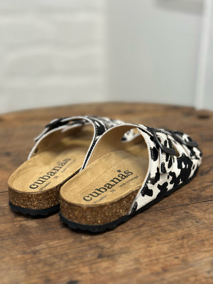 Nu-pieds CUBANAS Poilus vache noir et blanc femme