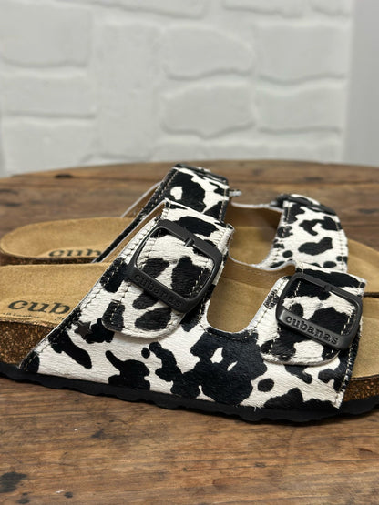 Nu-pieds CUBANAS Poilus vache noir et blanc femme