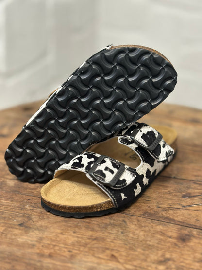Nu-pieds CUBANAS Poilus vache noir et blanc femme