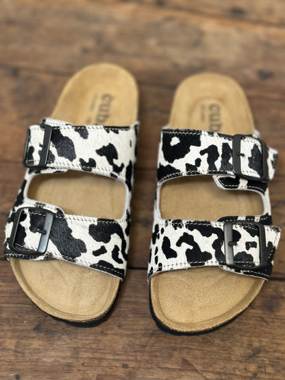 Nu-pieds CUBANAS Poilus vache noir et blanc femme