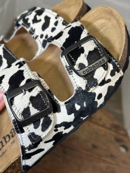 Nu-pieds CUBANAS Poilus vache noir et blanc femme