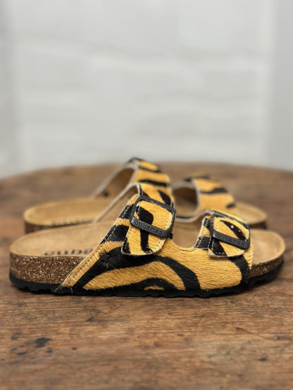 Nu-pieds CUBANAS Poilus zèbre camel femme
