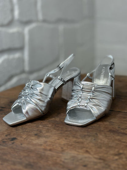 Nu-pieds à talons CAFE NOIR argentés femme