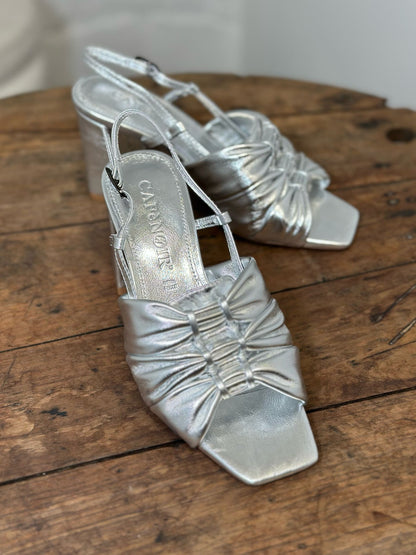 Nu-pieds à talons CAFE NOIR argentés femme