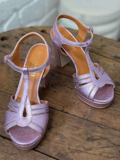 Nu-pieds à talons LES VENUES violet/rose irisé Femme