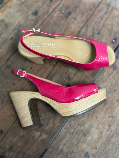 Nu-pieds à talons WEEK END par PEDRO MIRALLES rose framboise