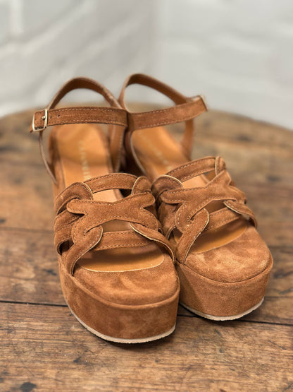 Nu-pieds compensés CAFE NOIR Marron femme