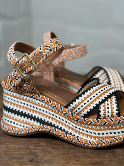 Nu-pieds compensés CAFE NOIR Multicolore/orange femme