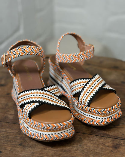Nu-pieds compensés CAFE NOIR Multicolore/orange femme