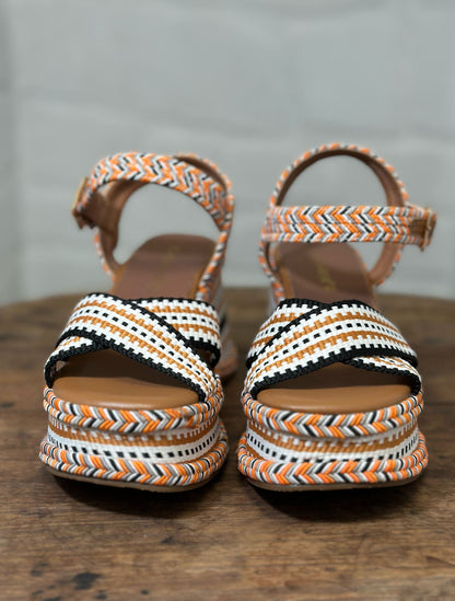 Nu-pieds compensés CAFE NOIR Multicolore/orange femme