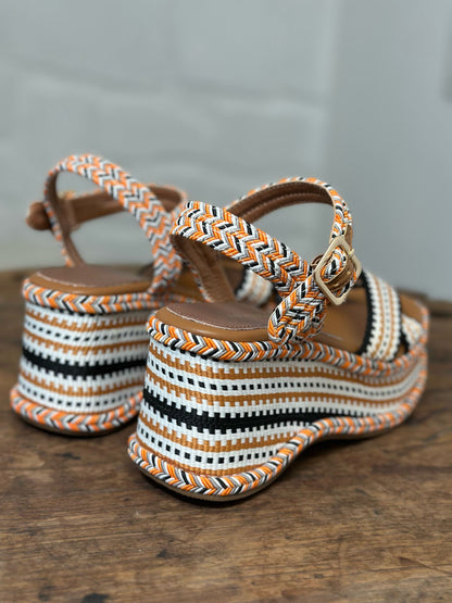 Nu-pieds compensés CAFE NOIR Multicolore/orange femme