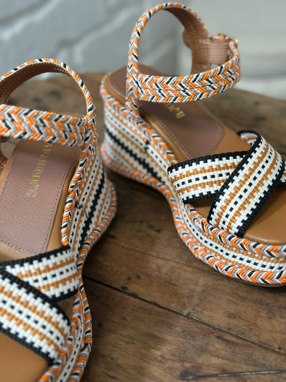 Nu-pieds compensés CAFE NOIR Multicolore/orange femme