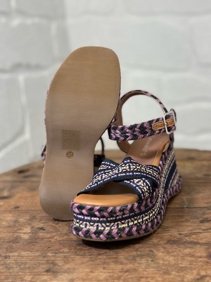 Nu-pieds compensés CAFE NOIR Noir/violet femme