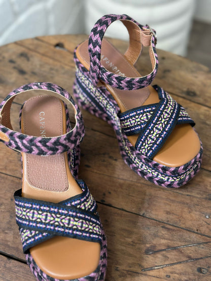 Nu-pieds compensés CAFE NOIR Noir/violet femme