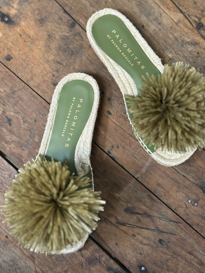 Nu-pieds pompon PALOMITAS by PALOMA BARCELO kaki femme
